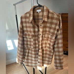 Acoa Checkered Tan Shacket Medium